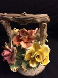 Capodimonte  Porcelain Floral Wishing Well
