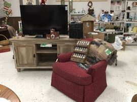 Occasional chair, Flat screen TV, Console cabinet