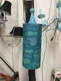 Vintage Aqua blue hanging lamp