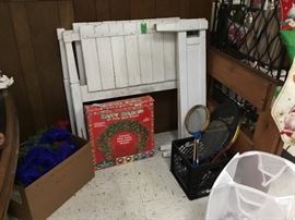 Two - white twin bed frames, wood twin bed frame