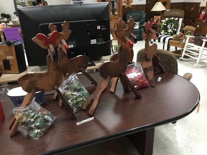 Wooden Rudolph, Clarice and regular reindeer sets