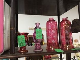 Cranberry glass items