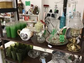 vintage glassware, lamps