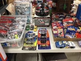 Nascar cars, new in package and loose, Motorcycle helmet