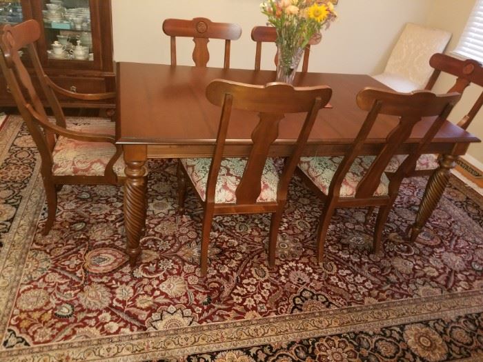 ETHAN ALLEN DINING ROOM SET 2 LEAFS AND TABLE PADS ALL FOR $ 1500 CALL MARC CAN BE PURCHASED RITE AWAY