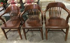 Three jury chairs, possibly from the old Kent County Courthouse, purchased at Bridge Street Antiques.