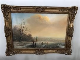Antique oil painting by artist J. J. Bond.