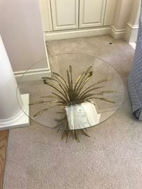 Larbarge glass-top table.