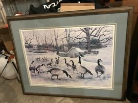 Large P. Scarborough limited edition signed Canada Geese print (#38/500).