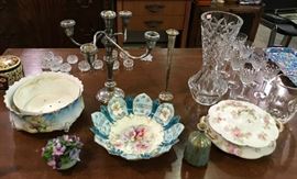 Sterling silver four-arm candelabra; sterling bud base.