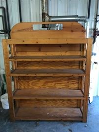 Large wood shelving unit.