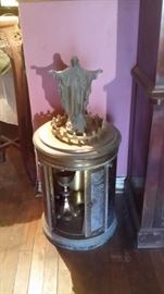 OPEN TABERNACLE showing  EUCHARIST CHALICE, PATEN, & CIBORIUM