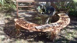 ANTIQUE IRON BENCH TO GO AROUND TREE...THERE IS A SECOND IDENTICAL PIECE TO COMPLETE THE CIRCLE