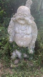 ANTIQUE LARGE CONCRETE HAPPY BUDDHA