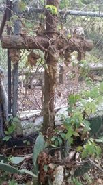 JUST ONE OF NEARLY 2 DOZEN LARGE IRON VICTORIAN FRENCH CRUCIFIXES