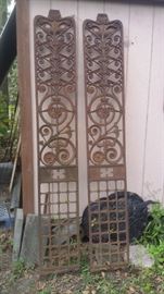2 OF 8 MATCHING PIECES OF ANTIQUE IRON PANELS