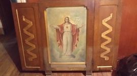 HANDPAINTED  SACRED HEART OIL ON CANVAS 