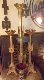 ANTIQUE GOTHIC ALTER CANDLESTICKS