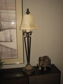 Pair of decorative lamps, elephant sculpture