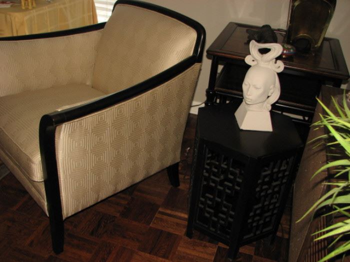 Chinoiserie hex table and side table