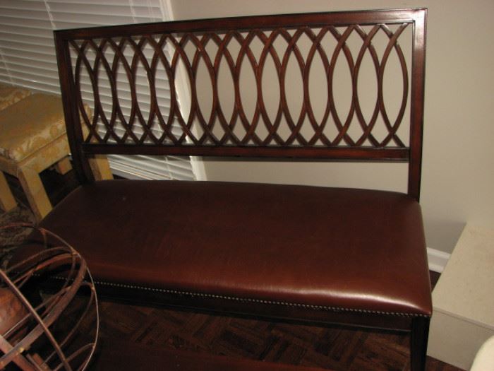 Bench with leather seat and brass nailheads