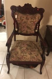 Eastlake Victorian Carved Mahogany Upholstered Master / Captain Side Chair RR1004 https://www.ebay.com/itm/113387794682