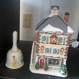 Lighted house and ceramic bell