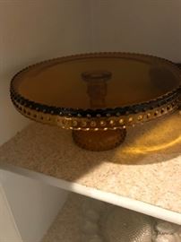 Amber Glass Cake Stand