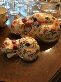 Signed Japanese Porcelain Cats