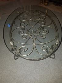 glass & metal oval coffee table