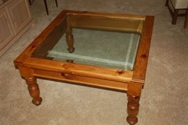 Coffee table with glass top