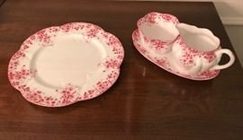 Shelley Dainty Pink plate, creamer & sugar
