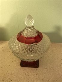 Federal glass pedestal covered candy dish