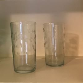 Vintage Etched glasses