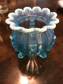 Footed Blue Opal vase