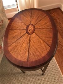Top view of inlaid occasional table