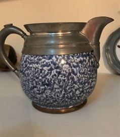 Pewter & ceramic low pitcher