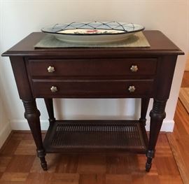 Ethan Allen end table with cane shelf