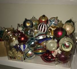 Various vintage glass Christmas ornaments
