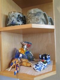 Ceramic Mugs, Dolls & Blue/White Accessories