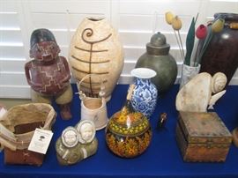 Alaskan Soapstone, Leather Basket, Decorative Box