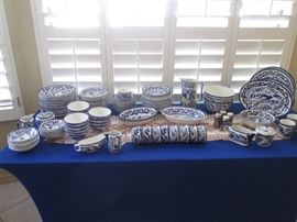 Mexico City Made Stoneware Dish Set "Anfora" Puebla Blue. Hand Painted & Glazed (Sold at Pottery Barn)