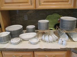 Noritake Fine China Set #6320 "Westview" with Platinum Trim. Service for 12