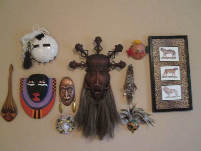 Variety of Wall Art, Masks & Hangings