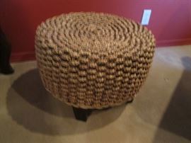 Pair of Foot Stools "Pouf" Design, made of Woven Sea Grass