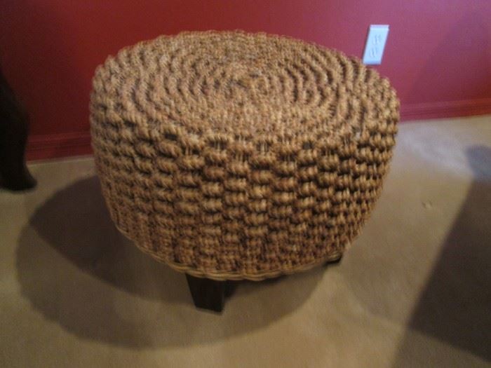 Pair of Foot Stools "Pouf" Design, made of Woven Sea Grass 