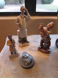 Obstetrical-Themed Sculptures; the Man of the House was a Doctor.  (NOTE:  The Vintage Paperweight "Parke-Davis" Pharmaceutical Advertising Piece".)