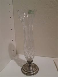 Lovely Glass Vase with Sterling Silver Base