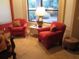Matching Upholstered Accent Chairs, Red Color
