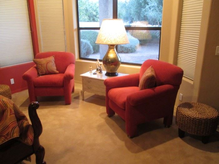 Matching Upholstered Accent Chairs, Red Color